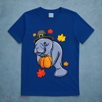 Thanksgiving Manatee Pilgrim Fall Pumpkin Dugong T-Shirt thumb 5