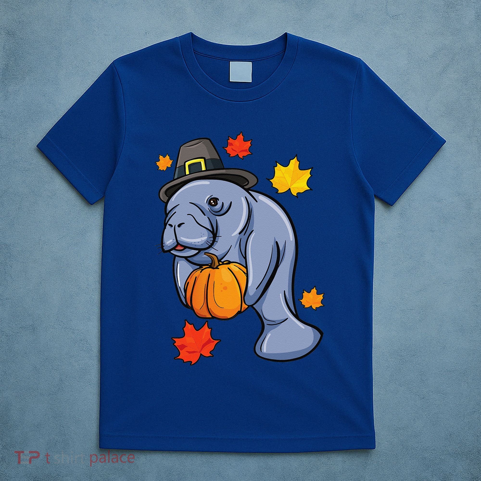 Thanksgiving Manatee Pilgrim Fall Pumpkin Dugong T-Shirt