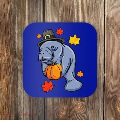 Thanksgiving Manatee Pilgrim Fall Pumpkin Dugong Coaster