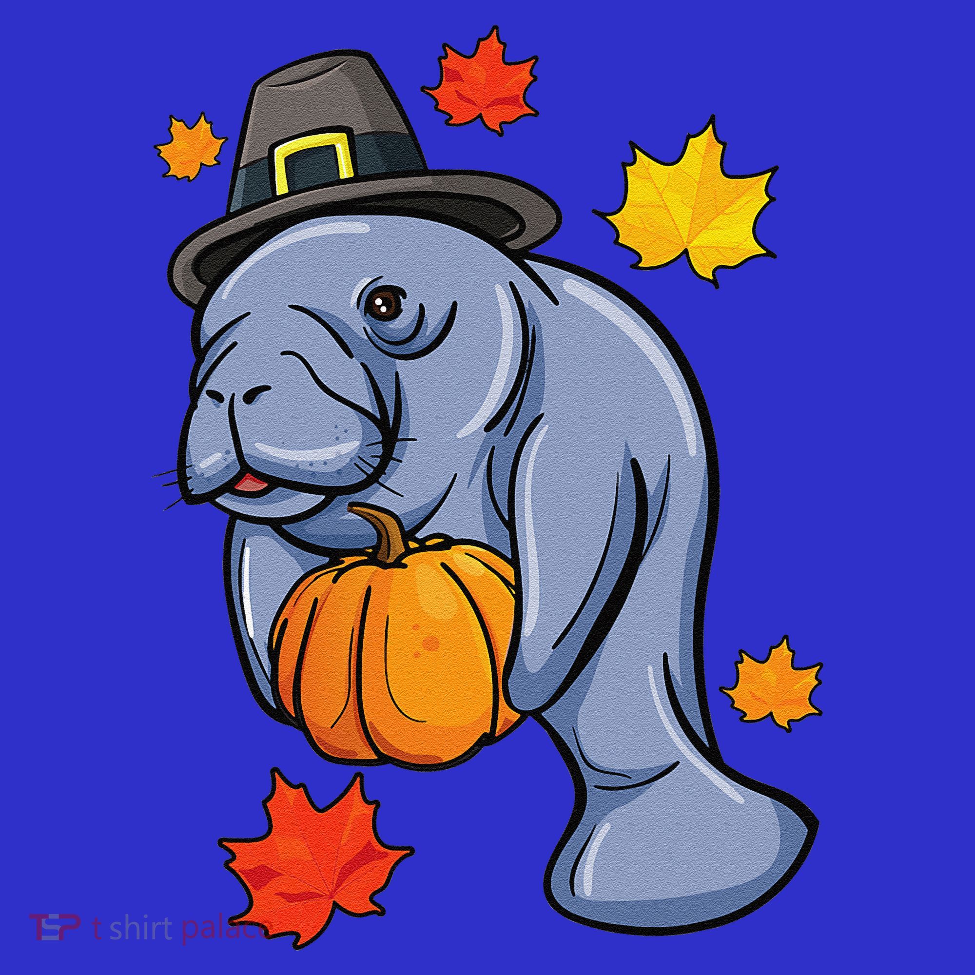 Thanksgiving Manatee Pilgrim Fall Pumpkin Dugong Polo
