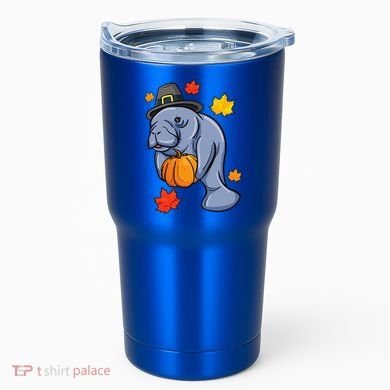 Thanksgiving Manatee Pilgrim Fall Pumpkin Dugong Tumbler