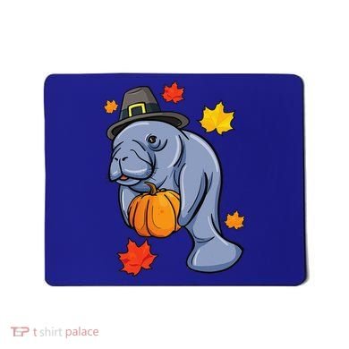 Thanksgiving Manatee Pilgrim Fall Pumpkin Dugong Mousepad