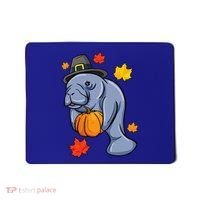 Thanksgiving Manatee Pilgrim Fall Pumpkin Dugong Mousepad thumb 0