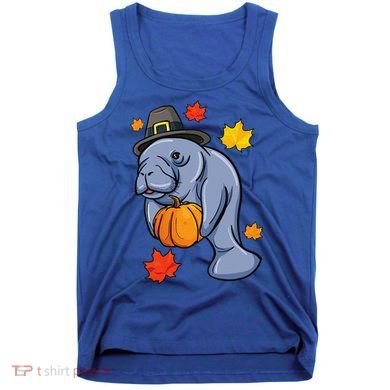 Thanksgiving Manatee Pilgrim Fall Pumpkin Dugong Tank Top
