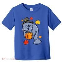 Thanksgiving Manatee Pilgrim Fall Pumpkin Dugong Toddler T-Shirt thumb 0