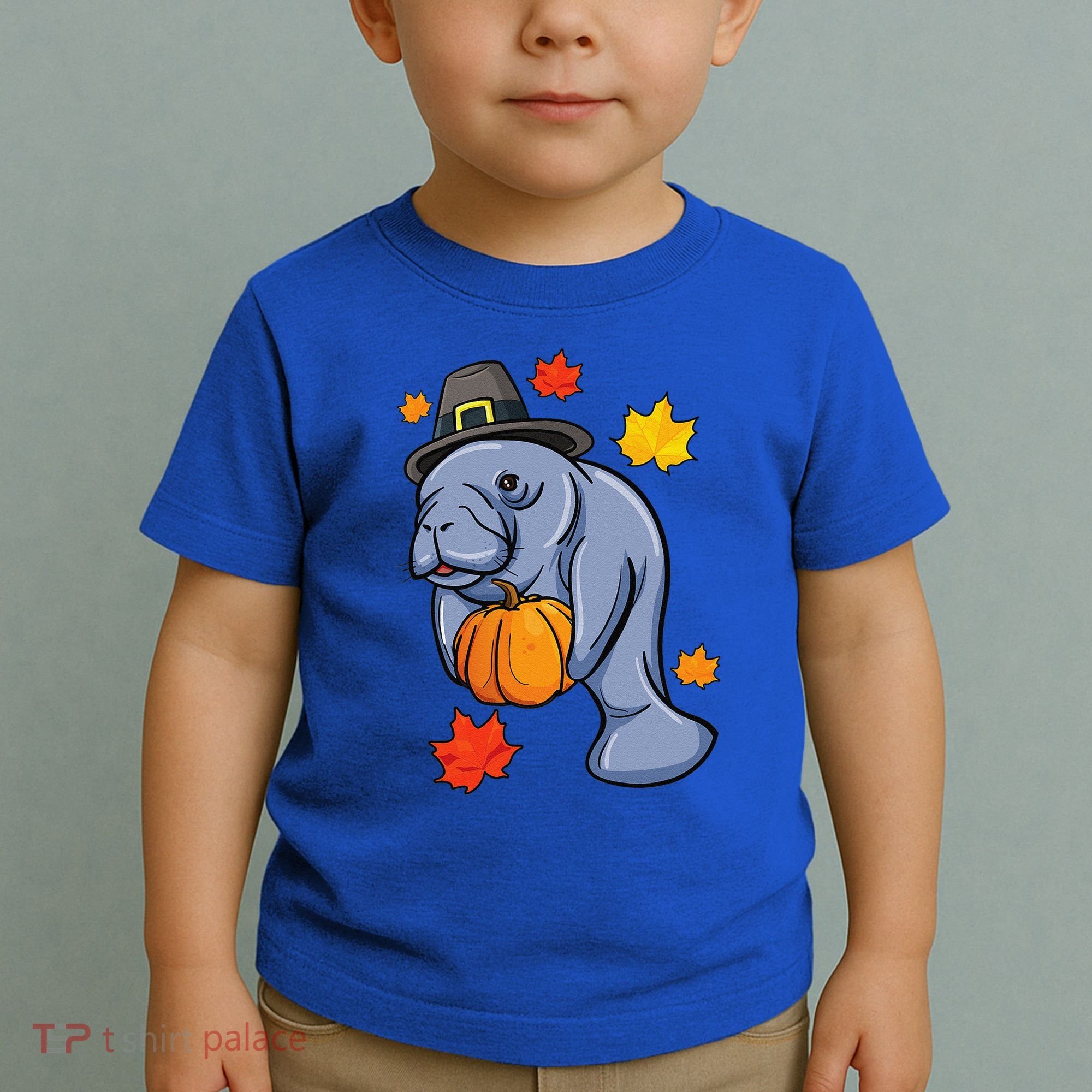 Thanksgiving Manatee Pilgrim Fall Pumpkin Dugong Toddler T-Shirt