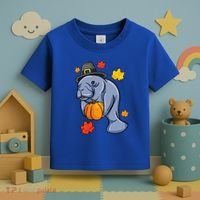 Thanksgiving Manatee Pilgrim Fall Pumpkin Dugong Toddler T-Shirt thumb 3