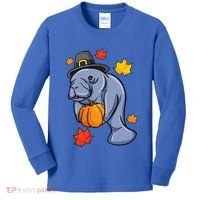 Thanksgiving Manatee Pilgrim Fall Pumpkin Dugong Kids Long Sleeve Shirt thumb 0