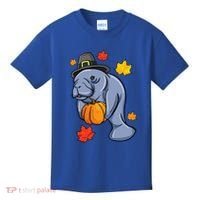 Thanksgiving Manatee Pilgrim Fall Pumpkin Dugong Kids T-Shirt thumb 0