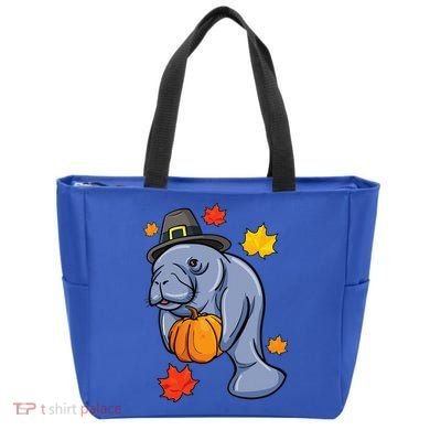 Thanksgiving Manatee Pilgrim Fall Pumpkin Dugong Tote Bag