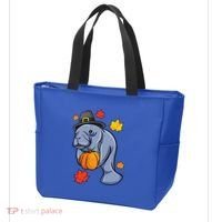 Thanksgiving Manatee Pilgrim Fall Pumpkin Dugong Tote Bag thumb 3
