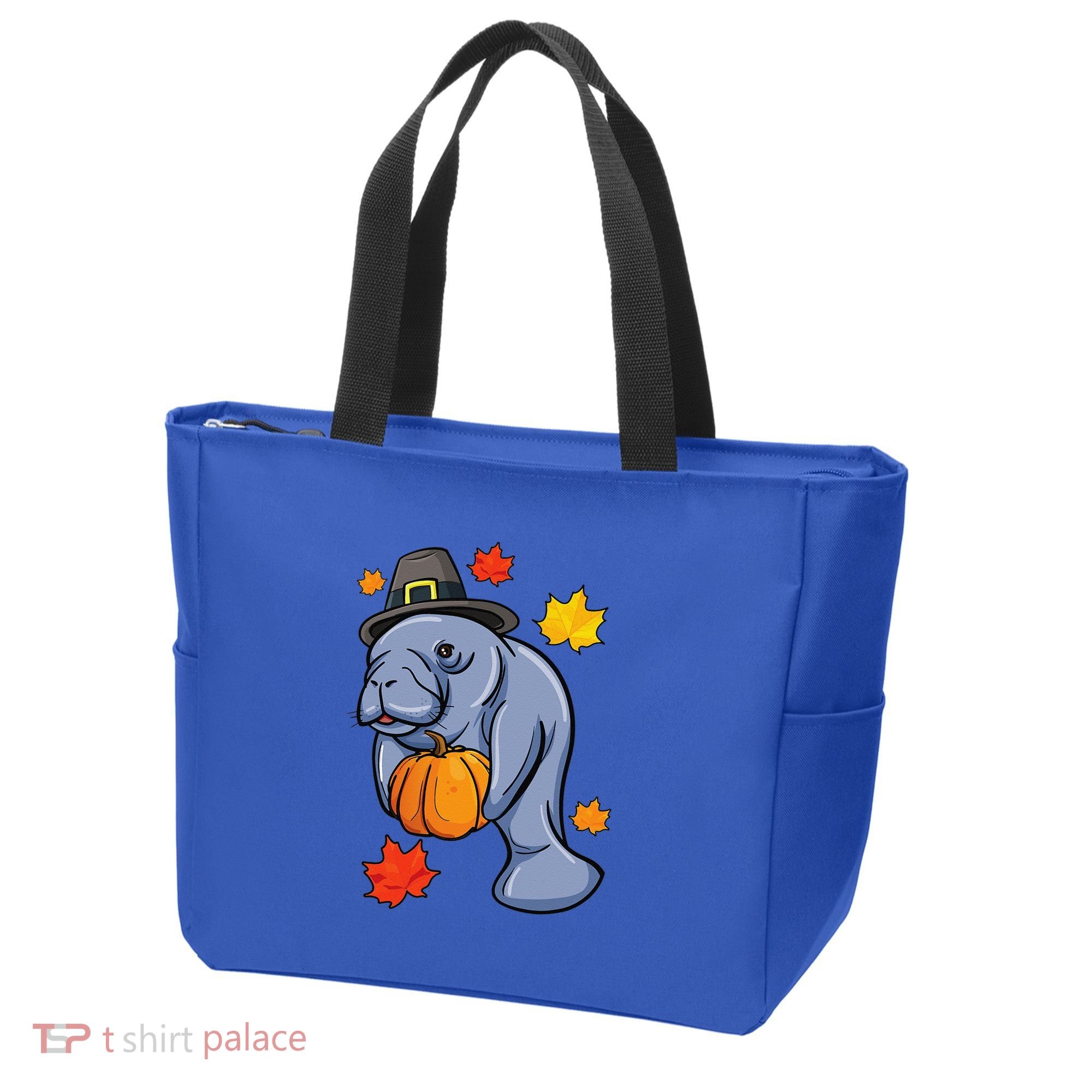 Thanksgiving Manatee Pilgrim Fall Pumpkin Dugong Tote Bag
