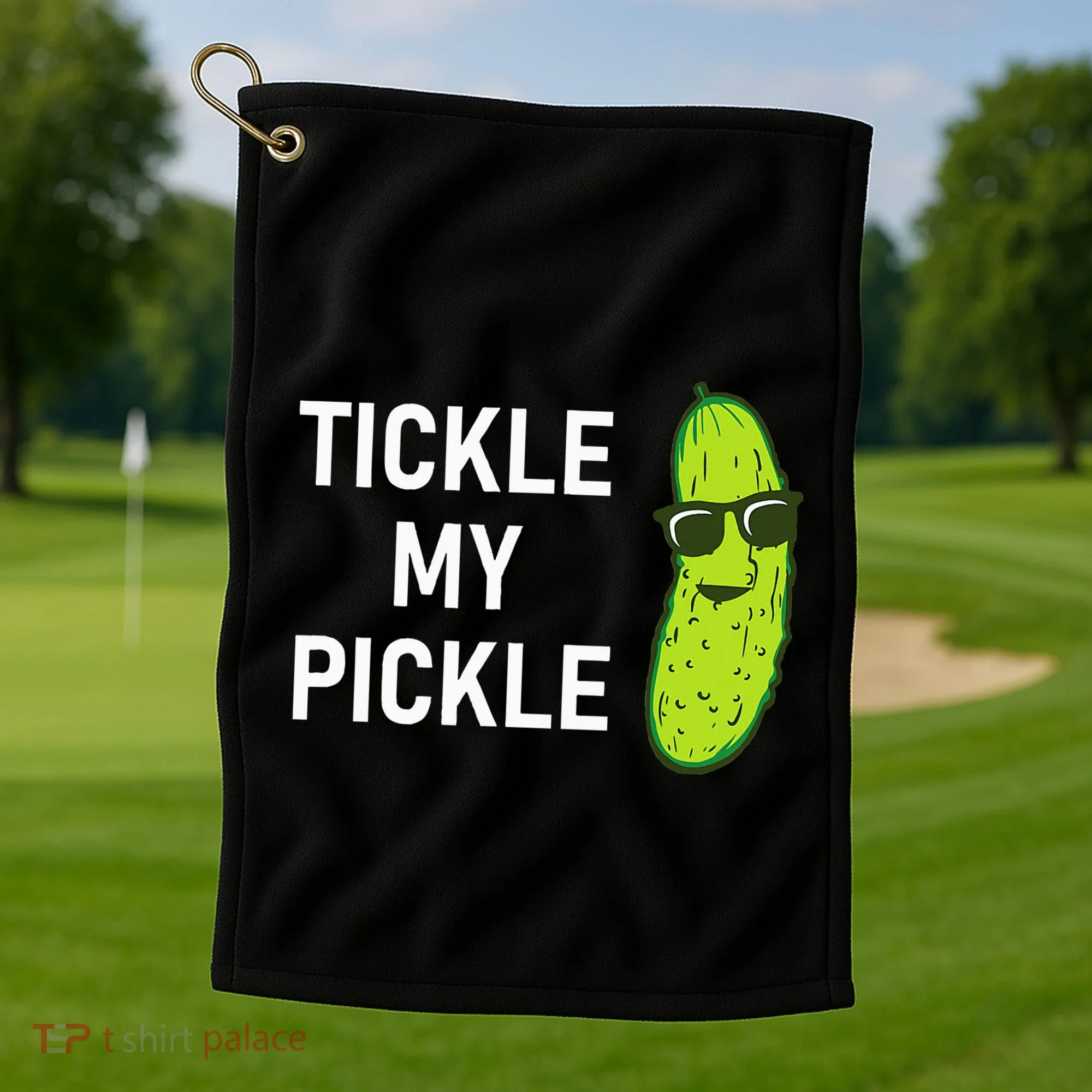 Tickle My Pickle Funny Jokes Sarcastic Golf Towel
