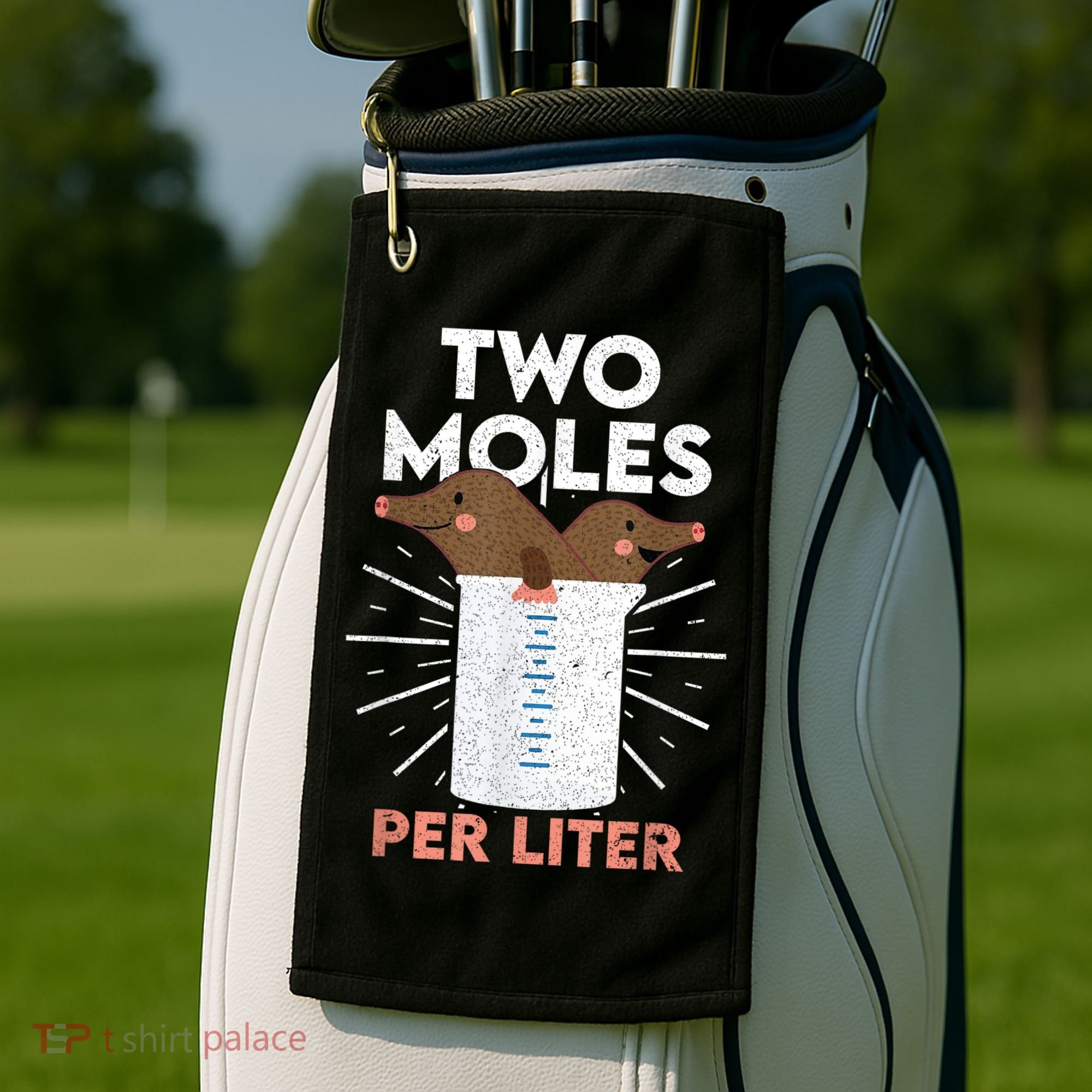 Two Moles Per Liter Funny Chemistry Science Tee Golf Towel