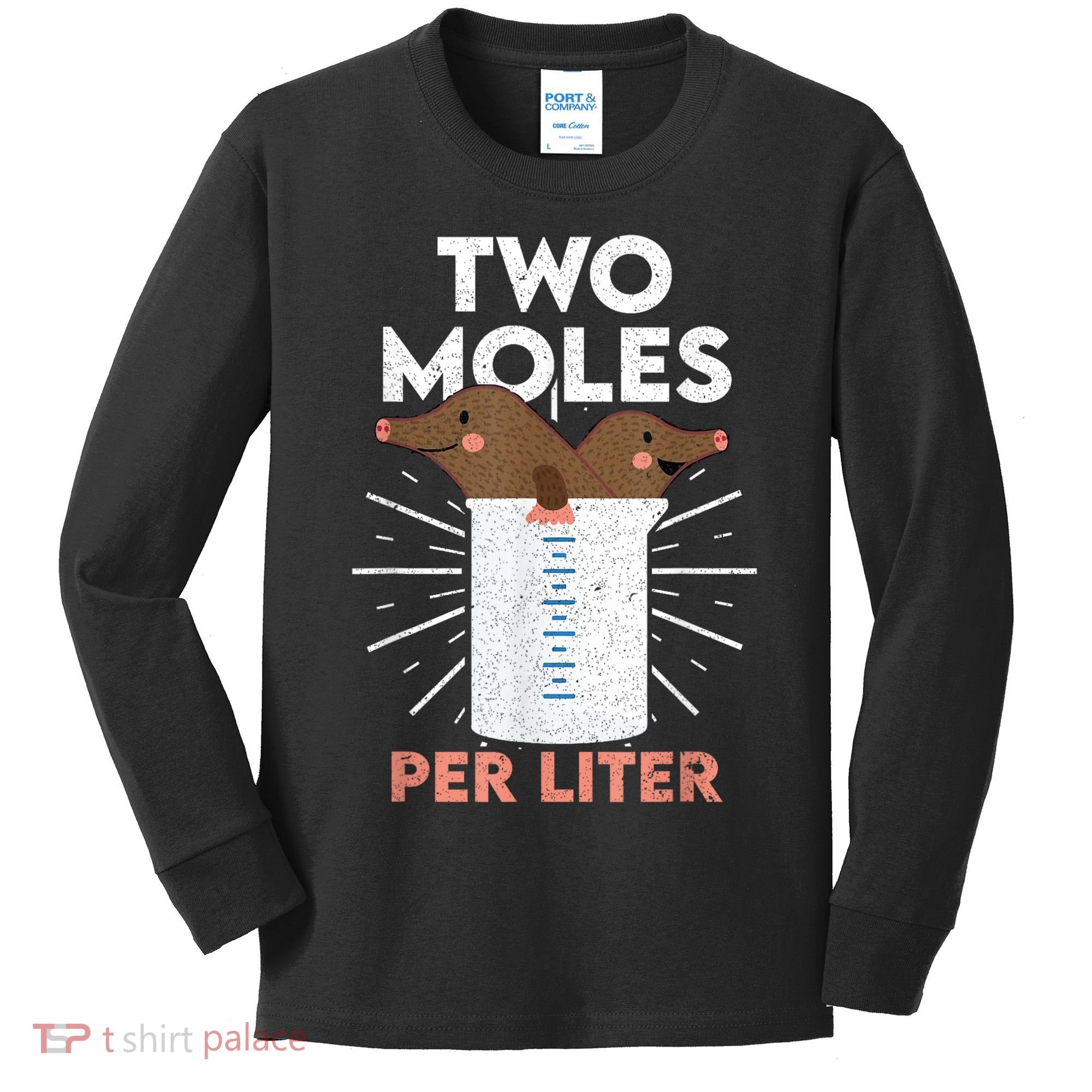 Two Moles Per Liter Funny Chemistry Science Tee Kids Long Sleeve Shirt