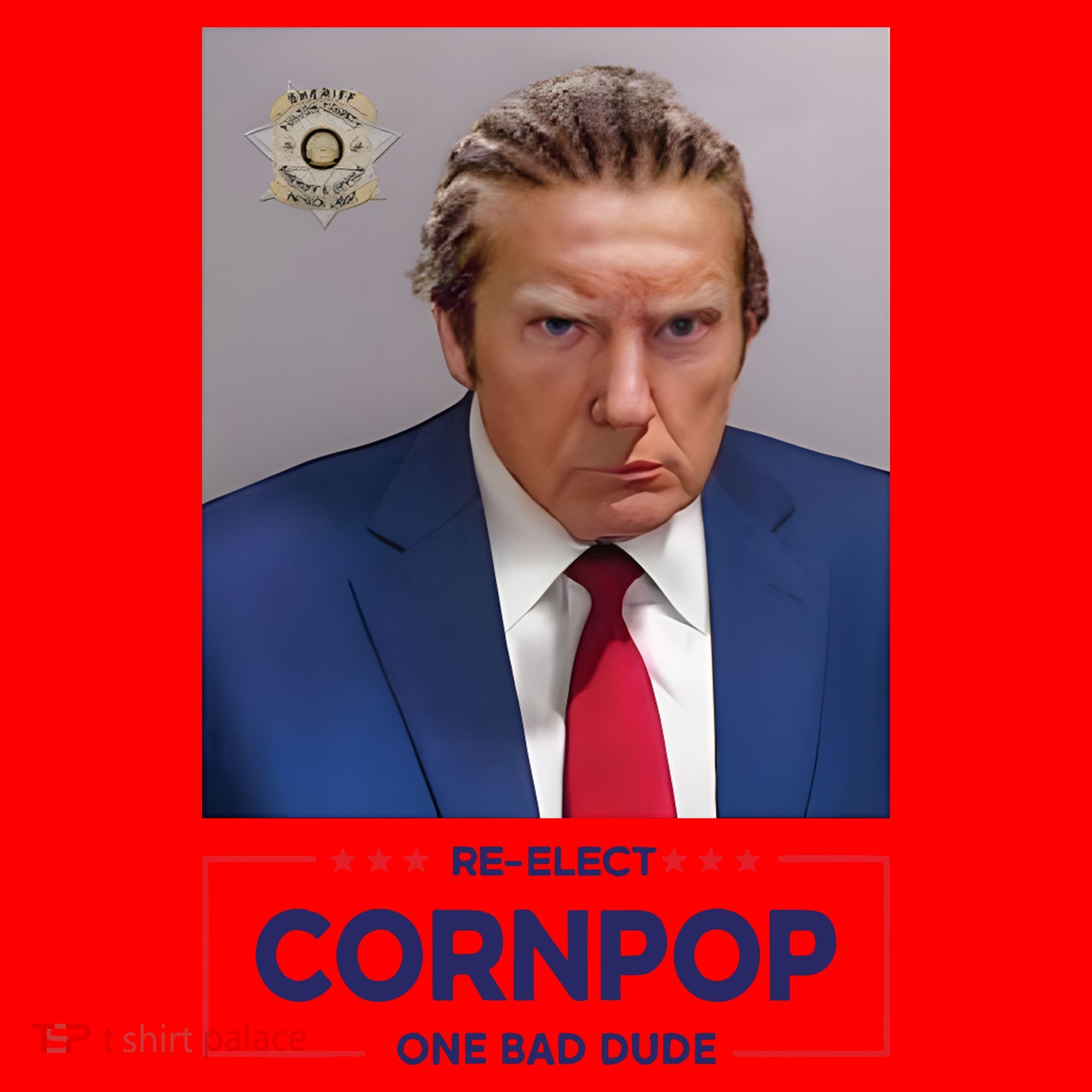 Trump Mugshot ReElect Cornpop One Bad Dude Santa Hat