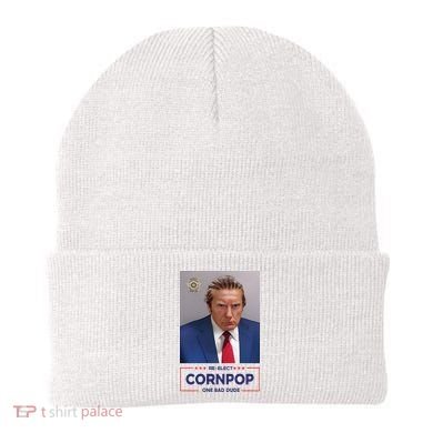 Trump Mugshot ReElect Cornpop One Bad Dude Beanie