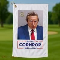 Trump Mugshot ReElect Cornpop One Bad Dude Golf Towel thumb 1
