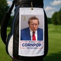 Trump Mugshot ReElect Cornpop One Bad Dude Golf Towel thumb 2