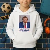 Trump Mugshot ReElect Cornpop One Bad Dude Kids Hoodie thumb 2