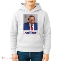 Trump Mugshot ReElect Cornpop One Bad Dude Kids Hoodie thumb 4