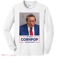 Trump Mugshot ReElect Cornpop One Bad Dude Kids Long Sleeve Shirt thumb 0