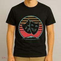 Theatre Masks Retro 80s Style Drama Actress Actor Gift T-Shirt thumb 3