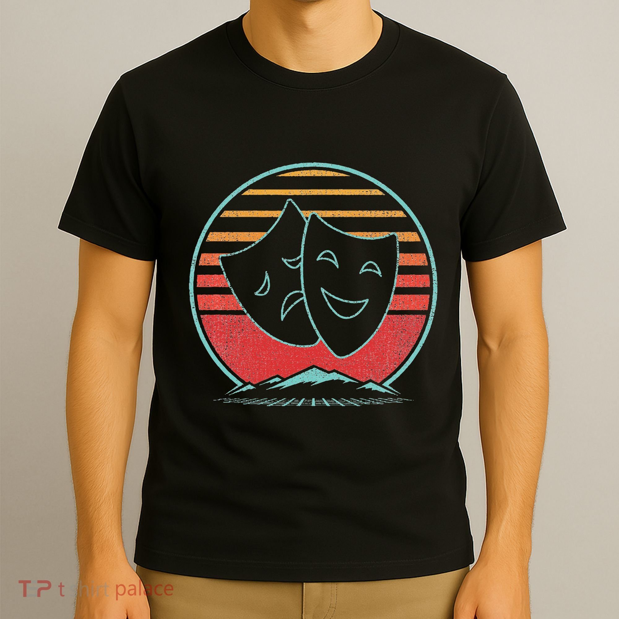 Theatre Masks Retro 80s Style Drama Actress Actor Gift T-Shirt