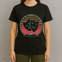 Theatre Masks Retro 80s Style Drama Actress Actor Gift T-Shirt thumb 4