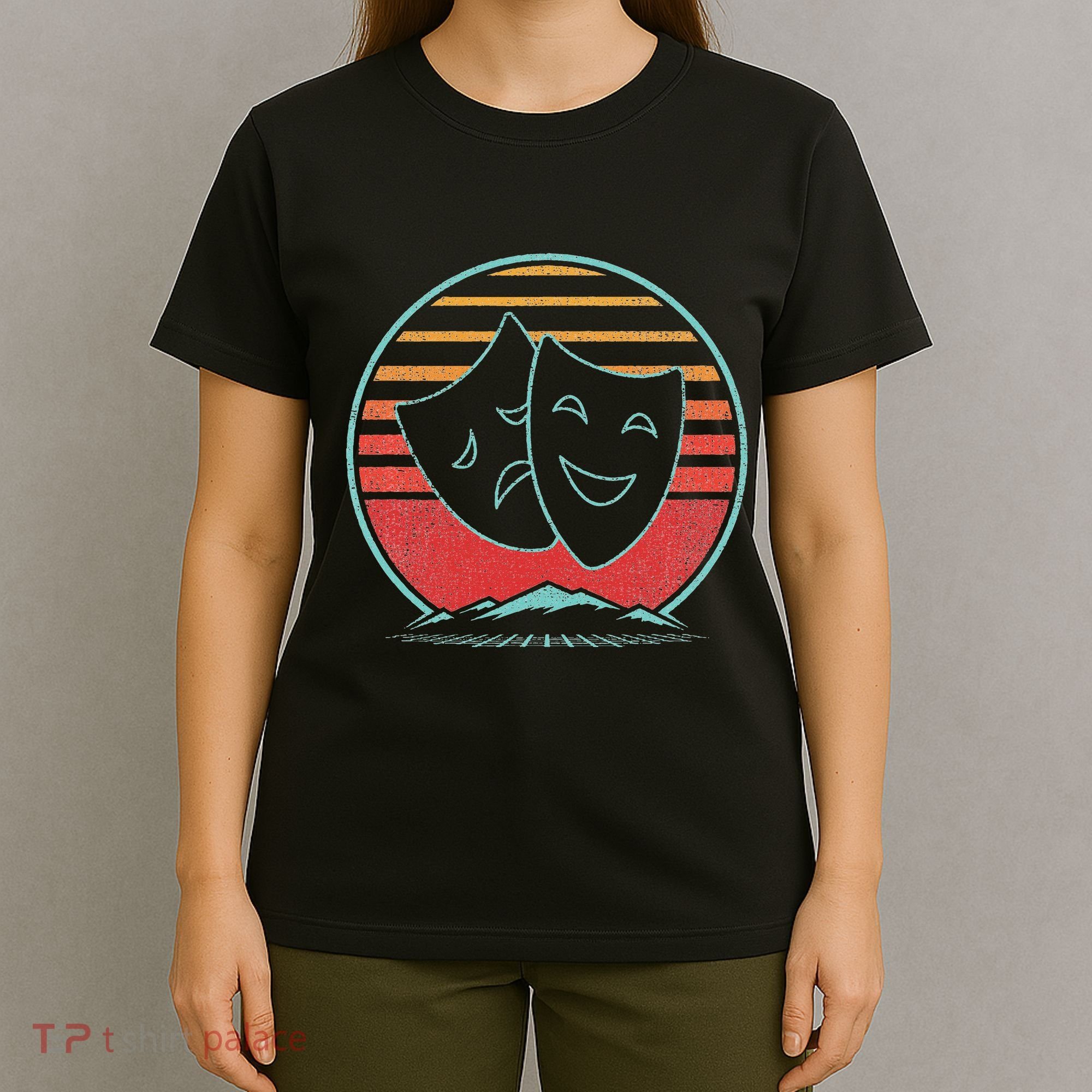 Theatre Masks Retro 80s Style Drama Actress Actor Gift T-Shirt