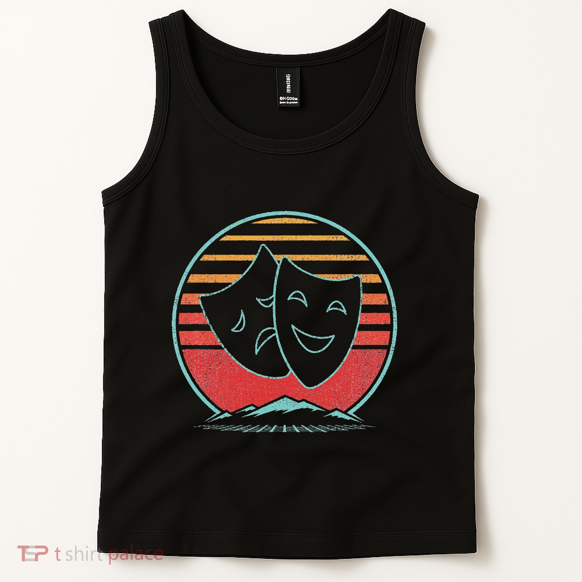 Theatre Masks Retro 80s Style Drama Actress Actor Gift Tank Top