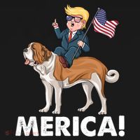 Trump Merica Riding A Saint Bernard Dog Patriotic 4th July Gift Doggie Tank thumb 4
