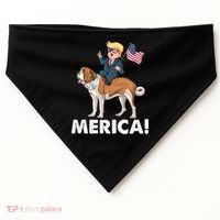 Trump Merica Riding A Saint Bernard Dog Patriotic 4th July Gift USA-Made Doggie Bandana thumb 0