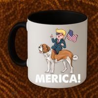 Trump Merica Riding A Saint Bernard Dog Patriotic 4th July Gift Coffee Mug thumb 2