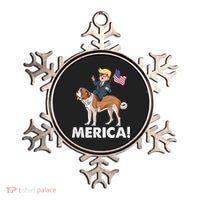 Trump Merica Riding A Saint Bernard Dog Patriotic 4th July Gift Ornament thumb 0