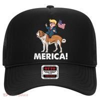 Trump Merica Riding A Saint Bernard Dog Patriotic 4th July Gift Hat thumb 0