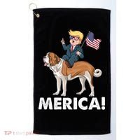 Trump Merica Riding A Saint Bernard Dog Patriotic 4th July Gift Golf Towel thumb 0