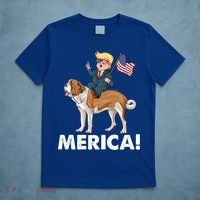 Trump Merica Riding A Saint Bernard Dog Patriotic 4th July Gift T-Shirt thumb 5