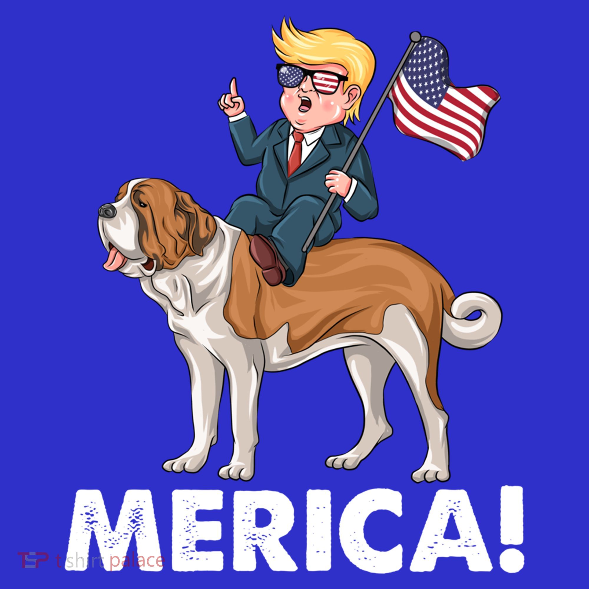 Trump Merica Riding A Saint Bernard Dog Patriotic 4th July Gift Mousepad