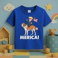 Trump Merica Riding A Saint Bernard Dog Patriotic 4th July Gift Toddler T-Shirt thumb 3