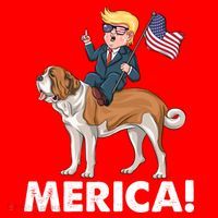 Trump Merica Riding A Saint Bernard Dog Patriotic 4th July Gift Santa Hat thumb 1