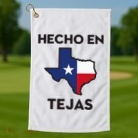 Texan Mexican Roots Hecho En Tejas Mexico Texas American Golf Towel thumb 1