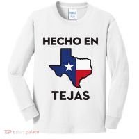 Texan Mexican Roots Hecho En Tejas Mexico Texas American Kids Long Sleeve Shirt thumb 0