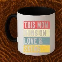 This Mom Runs On Love And Skiing Skier Snow Jet Ski Cool Gift Coffee Mug thumb 2