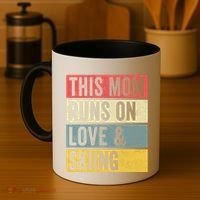 This Mom Runs On Love And Skiing Skier Snow Jet Ski Cool Gift Coffee Mug thumb 4