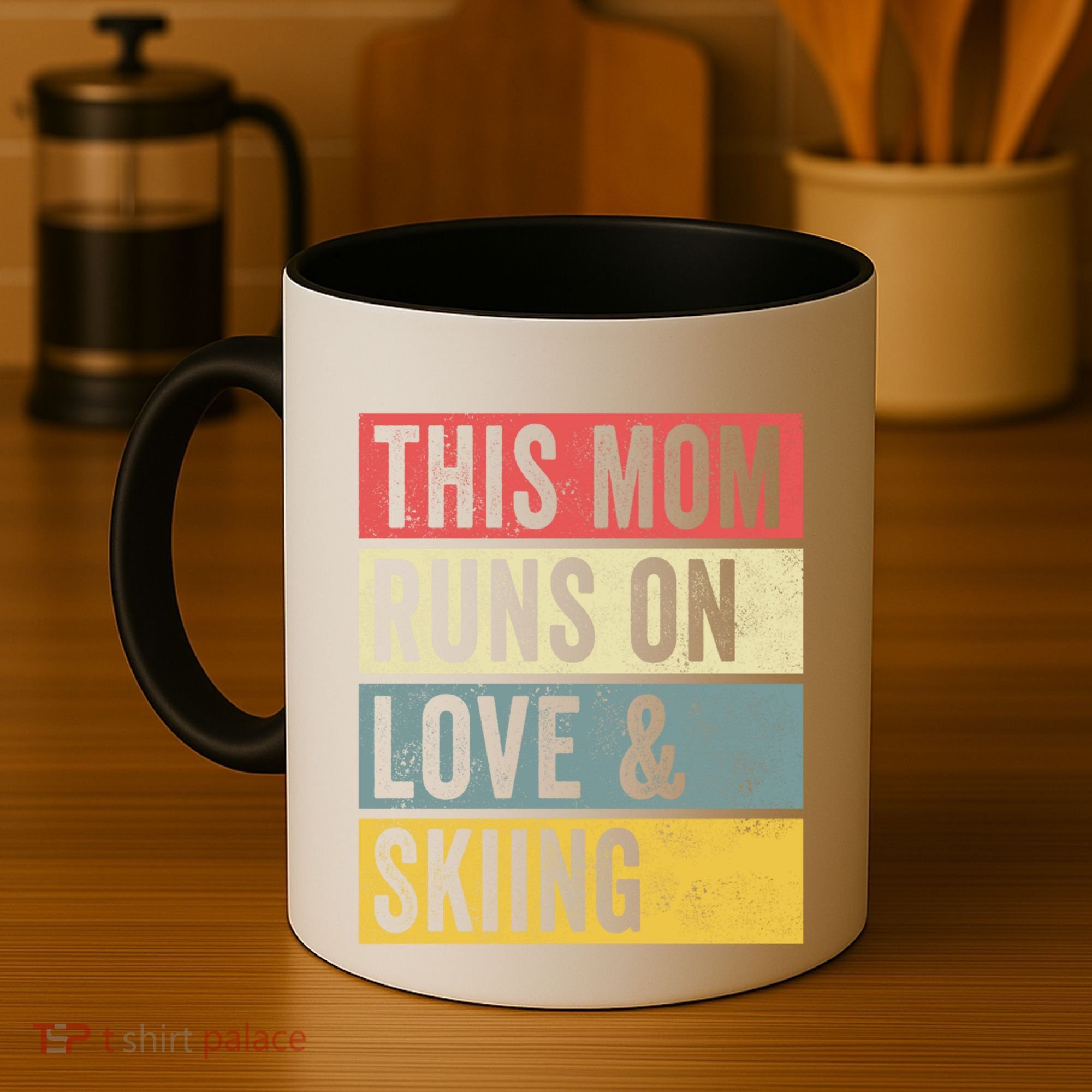 This Mom Runs On Love And Skiing Skier Snow Jet Ski Cool Gift Coffee Mug