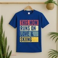 This Mom Runs On Love And Skiing Skier Snow Jet Ski Cool Gift T-Shirt thumb 2