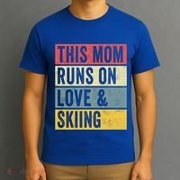 This Mom Runs On Love And Skiing Skier Snow Jet Ski Cool Gift T-Shirt thumb 3