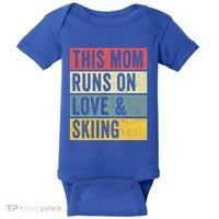 This Mom Runs On Love And Skiing Skier Snow Jet Ski Cool Gift Baby Bodysuit thumb 0