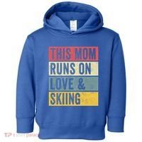 This Mom Runs On Love And Skiing Skier Snow Jet Ski Cool Gift Toddler Hoodie thumb 0